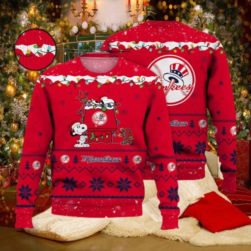 New York Yankees Snoopy Christmas Light Woodstock Snoopy Ugly Christmas Sweater