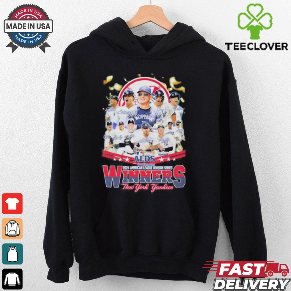 New York Yankees Team 2024 American League Division Series Winners Signatures T shirt New York Yankees Team 2024 American League Division Series Winners Signatures T shirt