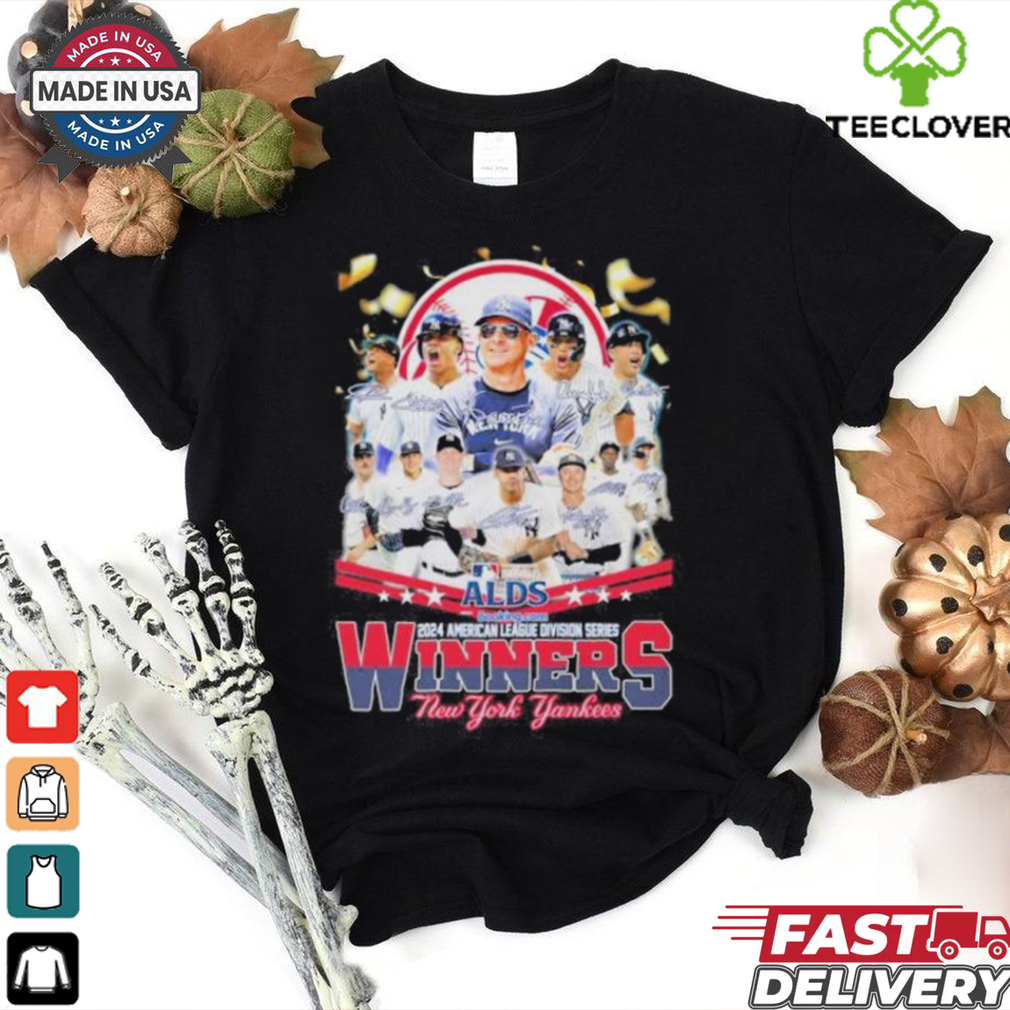 New York Yankees Team 2024 American League Division Series Winners Signatures T shirt New York Yankees Team 2024 American League Division Series Winners Signatures T shirt