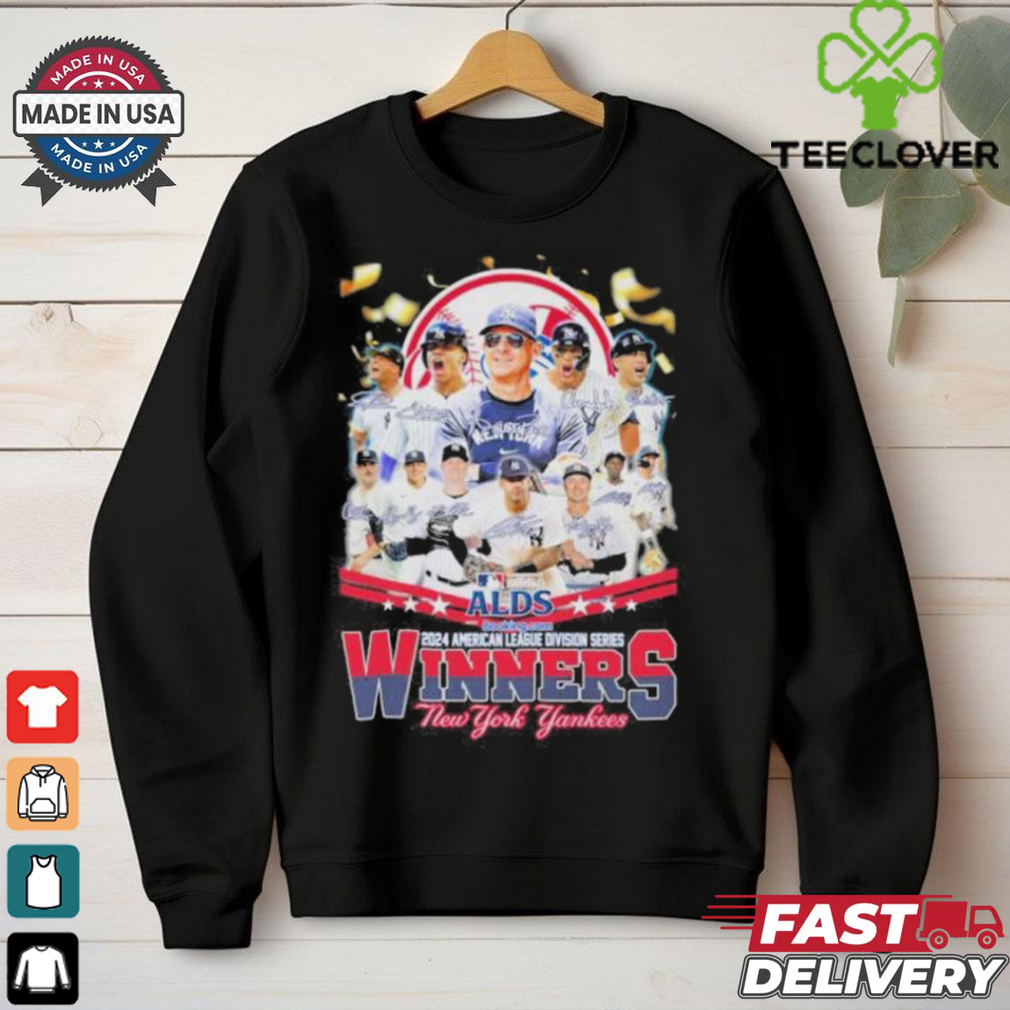 New York Yankees Team 2024 American League Division Series Winners Signatures T shirt New York Yankees Team 2024 American League Division Series Winners Signatures T shirt