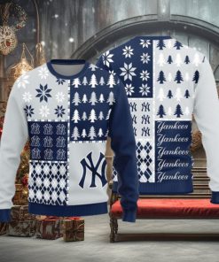 New York Yankees Teams Pine Trees Pattern Knitted Sweater For Christmas