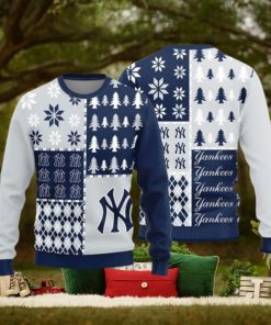 New York Yankees Teams Pine Trees Pattern Knitted Sweater For Christmas