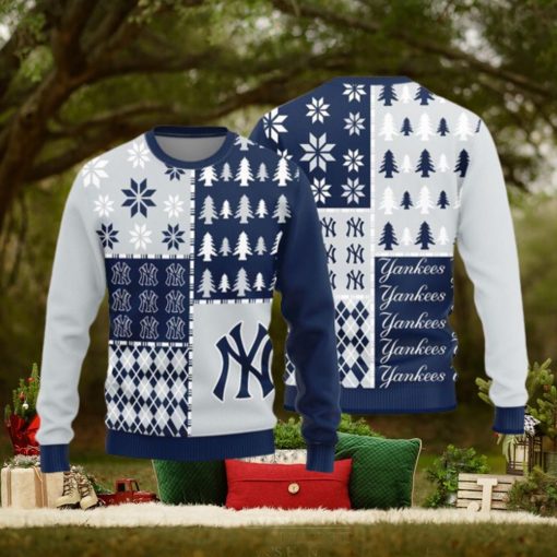New York Yankees Teams Pine Trees Pattern Knitted Sweater For Christmas