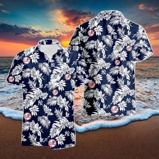 New York Yankees Tropical Leaf 3D Printed Hawaiian Shirt Beach Team Gift