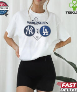 New York Yankees vs. Los Angeles Dodgers 2024 World Series Dueling Shirt 1 New York Yankees vs. Los Angeles Dodgers 2024 World Series Dueling Shirt