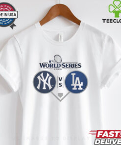 New York Yankees vs. Los Angeles Dodgers 2024 World Series Dueling Shirt 2 New York Yankees vs. Los Angeles Dodgers 2024 World Series Dueling Shirt