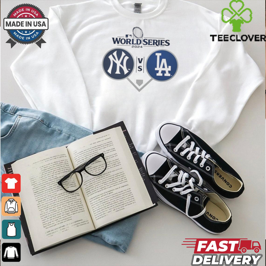 New York Yankees vs. Los Angeles Dodgers 2024 World Series Dueling Shirt New York Yankees vs. Los Angeles Dodgers 2024 World Series Dueling Shirt
