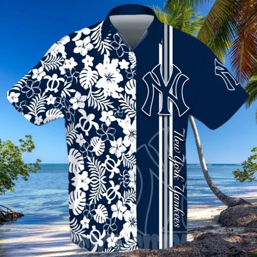 New York Yankess All Over Print Hawaiian Shirt – Navy