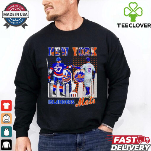 New York city skyline Islanders Lee and Mets Lindor signatures hoodie, sweater, longsleeve, shirt v-neck, t-shirt