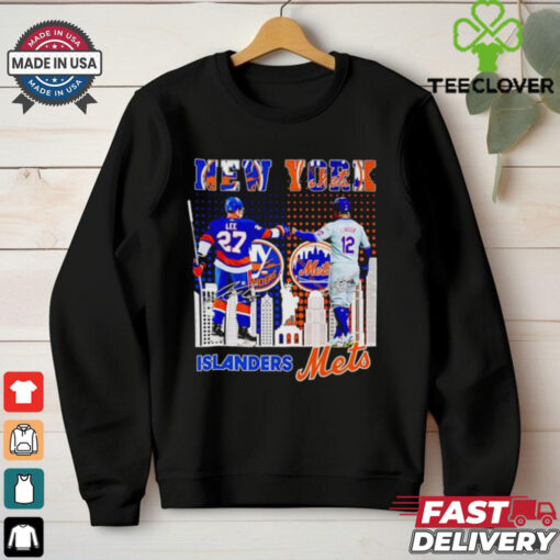 New York city skyline Islanders Lee and Mets Lindor signatures hoodie, sweater, longsleeve, shirt v-neck, t-shirt