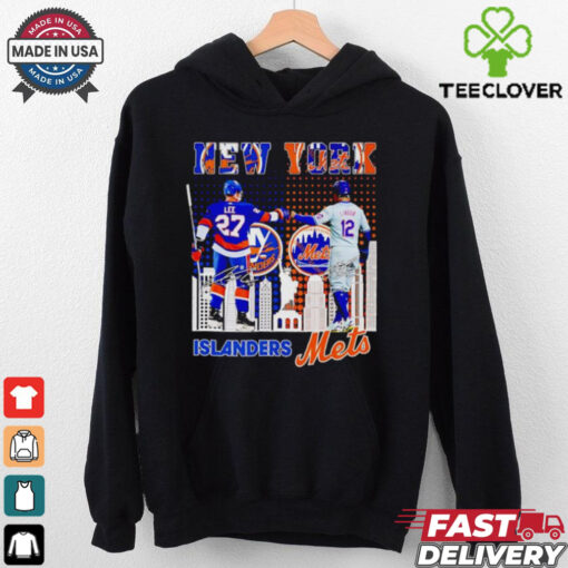 New York city skyline Islanders Lee and Mets Lindor signatures hoodie, sweater, longsleeve, shirt v-neck, t-shirt