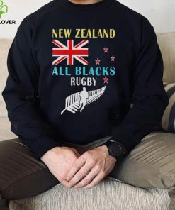 New Zealand flag all black rugby shirt