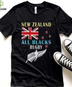 New Zealand flag all black rugby shirt