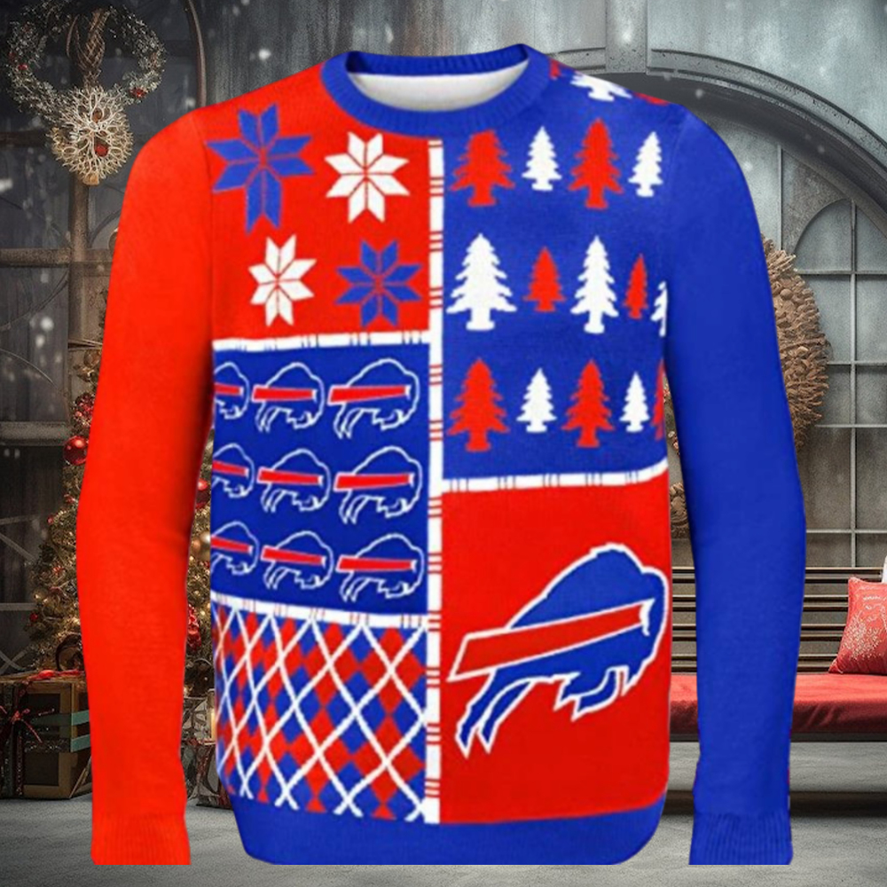 Nfl Buffalo Bills Busy Block Ugly Christmas Sweaters Nfl Buffalo Bills Busy Block Ugly Christmas Sweaters