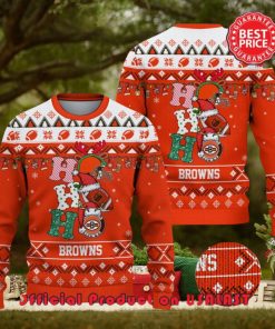 Nfl Cleveland Browns Hohoho Santa Hat Christmas Ugly Sweater