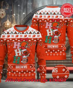 Nfl Cleveland Browns Hohoho Santa Hat Christmas Ugly Sweater