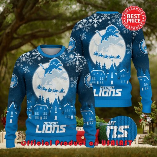 Nfl Detroit Lions Logo Snowflake Design Ugly Christmas Sweater