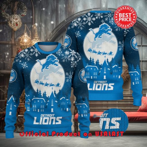 Nfl Detroit Lions Logo Snowflake Design Ugly Christmas Sweater