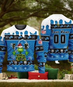 Nfl Grinch Fuck Them Detroit Lions Personalized Ugly Christmas Sweaters