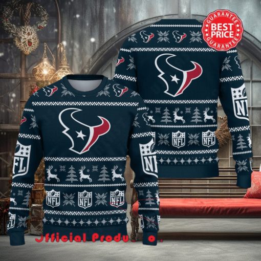 Nfl Houston Texans Logo Reindeer Snowflake Christmas Ugly Sweater