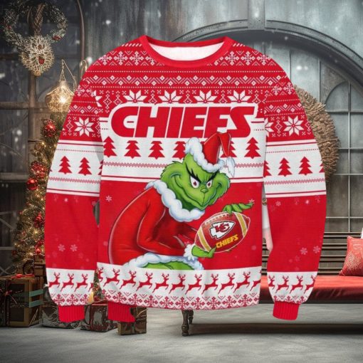 Nfl Kansas City Chiefs The Grinch Santa With Logo Christmas Ugly Sweater