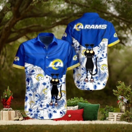 Nfl Los Angeles Rams Black Cat Graphic Trendy Hawaiian Shirt Aloha Shirt