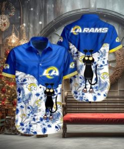 Nfl Los Angeles Rams Black Cat Graphic Trendy Hawaiian Shirt Aloha Shirt