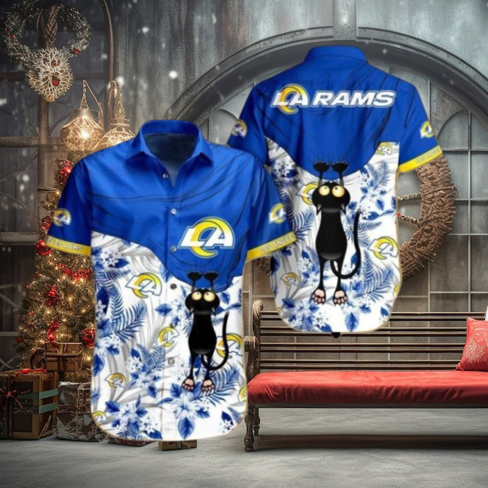 Nfl Los Angeles Rams Black Cat Graphic Trendy Hawaiian Shirt Aloha Shirt Nfl Los Angeles Rams Black Cat Graphic Trendy Hawaiian Shirt Aloha Shirt