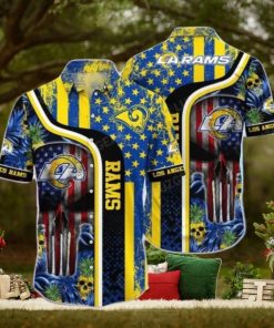 Nfl Los Angeles Rams Graphic Tropical Punisher Skull Trendy Hawaiian Shirt Aloha Shirt