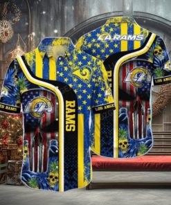 Nfl Los Angeles Rams Graphic Tropical Punisher Skull Trendy Hawaiian Shirt Aloha Shirt