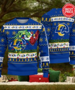 Nfl Los Angeles Rams Logo Grinch Hand Christmas Ugly Sweater