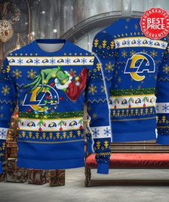 Nfl Los Angeles Rams Logo Grinch Hand Christmas Ugly Sweater