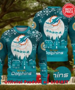 Nfl Miami Dolphins Logo Snowflake Design Ugly Christmas Sweater