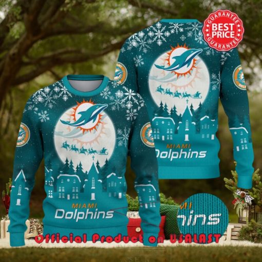 Nfl Miami Dolphins Logo Snowflake Design Ugly Christmas Sweater