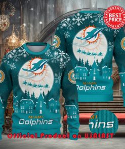 Nfl Miami Dolphins Logo Snowflake Design Ugly Christmas Sweater