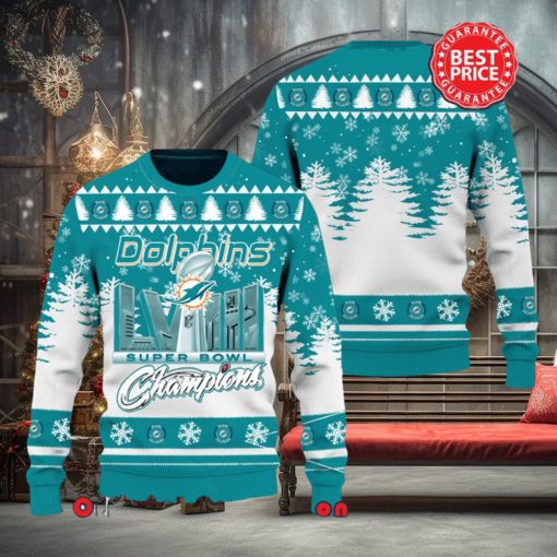 Nfl Miami Dolphins Logo Super Bowl Champions Ugly Christmas Sweater