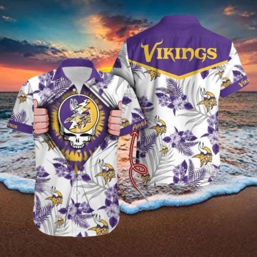 Nfl Minnesota Vikings Grateful Dead Gift For Fan Personalized 3D Hawaii Shirt Aloha Shirt For Men Women