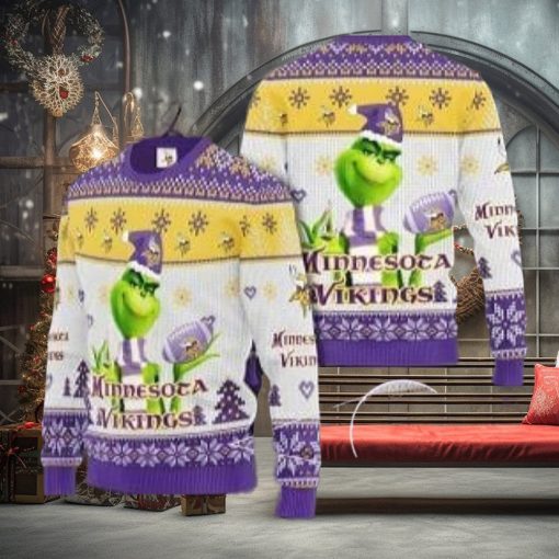 Nfl Minnesota Vikings Grinch Winter Ugly Christmas Sweater Perfect Holiday Gift