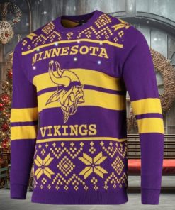 Nfl Minnesota Vikings Huge Logo Snowflake Ugly Christmas Sweaters