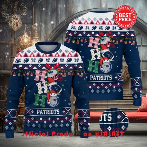 Nfl New England Patriots Hohoho Santa Hat Christmas Ugly Sweater