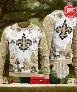 Nfl New Orleans Saints Special Logo Snowflake Reindeer White Christmas Ugly Sweater