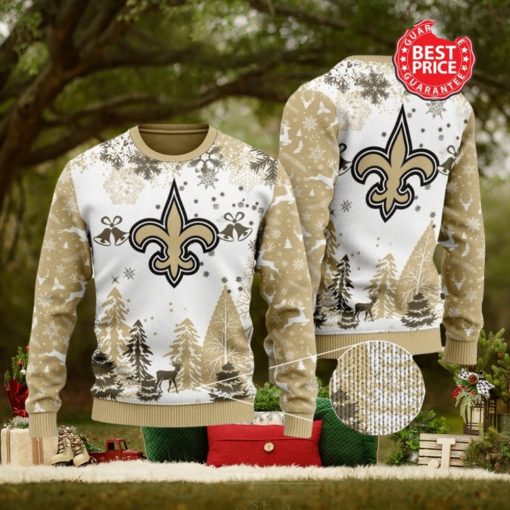 Nfl New Orleans Saints Special Logo Snowflake Reindeer White Christmas Ugly Sweater