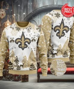 Nfl New Orleans Saints Special Logo Snowflake Reindeer White Christmas Ugly Sweater