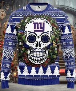 Nfl New York Giants Skull Flower Ugly Christmas Sweater All