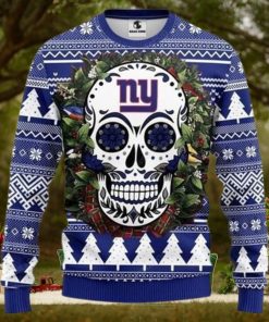 Nfl New York Giants Skull Flower Ugly Christmas Sweater All