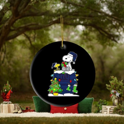 Nfl New York Giants Snoopy And Woodstock Christmas Ornament