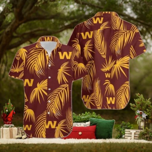 Nfl Washington Commanders Yellow Leaf Trendy Hawaiian Shirt Aloha Shirt