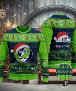 Nfl seattle seahawks greatful dead green color ugly christmas Sweaters