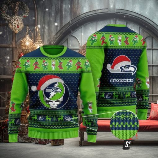 Nfl seattle seahawks greatful dead green color ugly christmas Sweaters