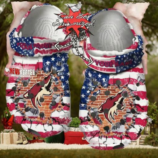 Nhl Arizona Coyotes American Flag Custom Name Crocs Clog